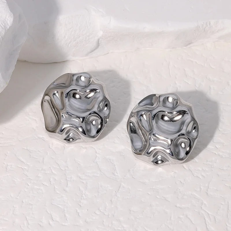 Abstract Wavy Texture Silver Earrings-Lydieannejewelry