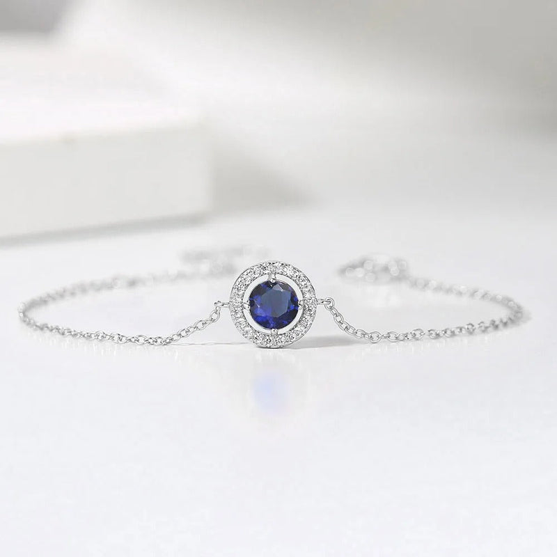 Vintage Silver Blue Crystal & Pave Border Bracelet-Lydieannejewelry