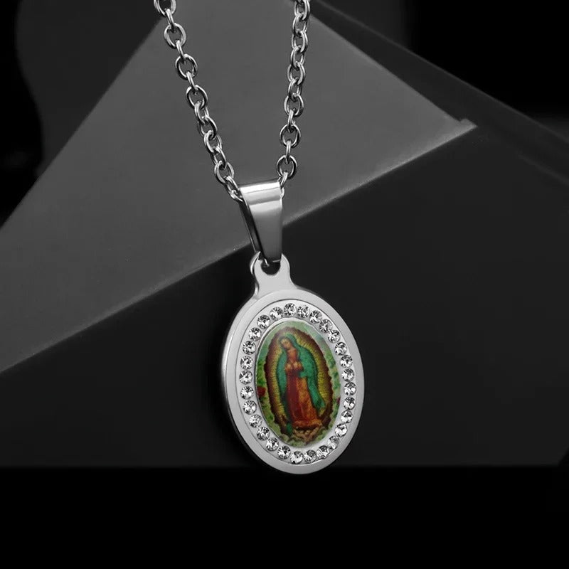 Spiritual Silver Virgin Mary Necklace-Lydieannejewelry