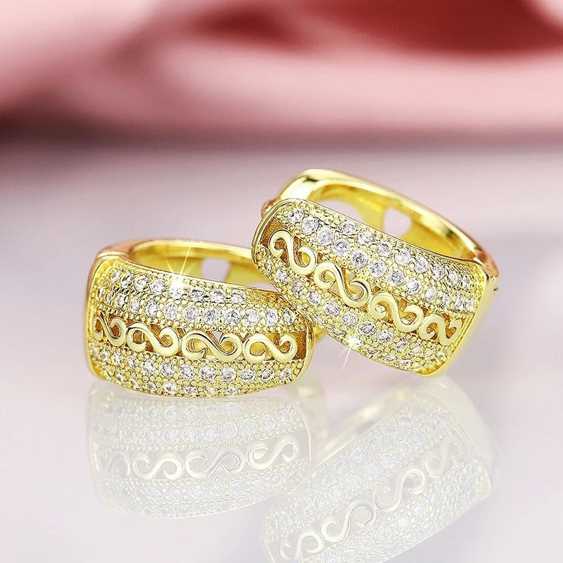 Gold Vintage Wave Pattern Earrings-Lydieannejewelry