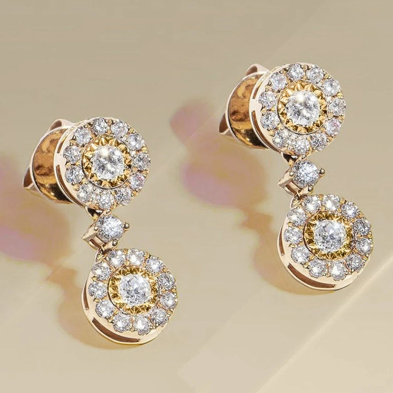 Vintage Gold Double Circle Earrings-Lydieannejewelry