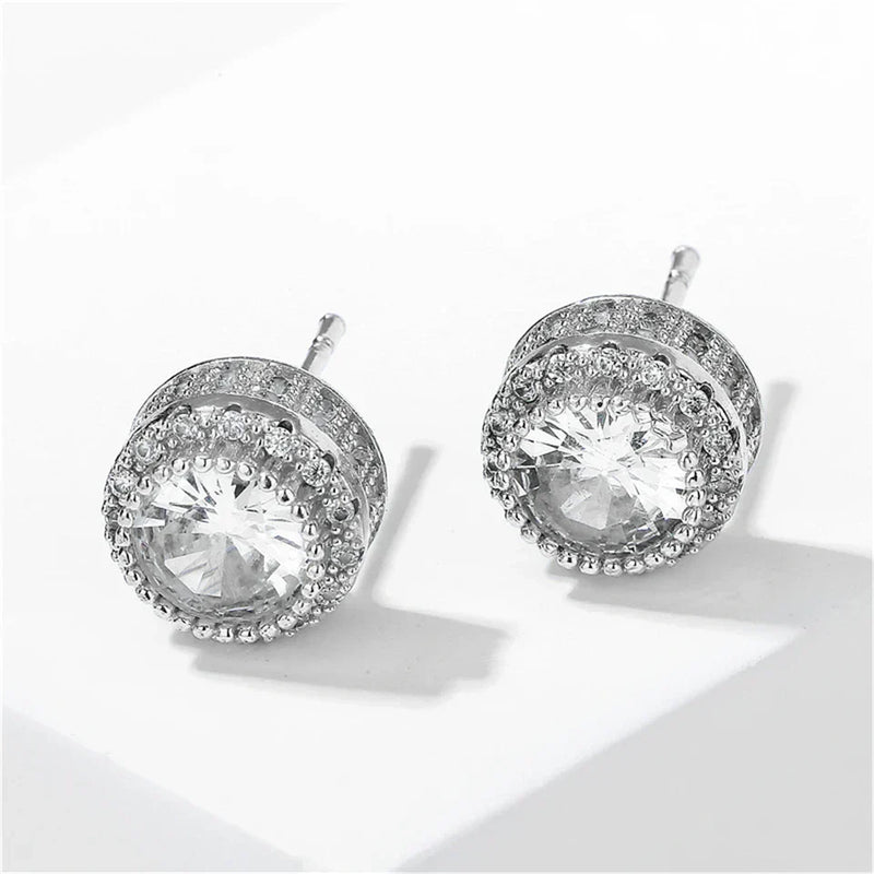Vintage Silver Crystal Stud Earrings-Lydieannejewelry