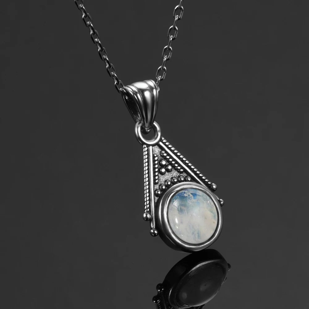 Vintage Silver Moonstone Necklace-Lydieannejewelry
