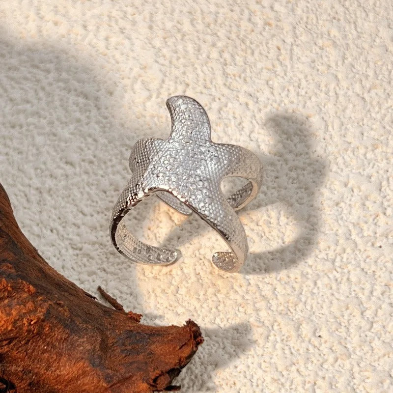 Vintage Silver Starfish Adjustable Ring-Lydieannejewelry