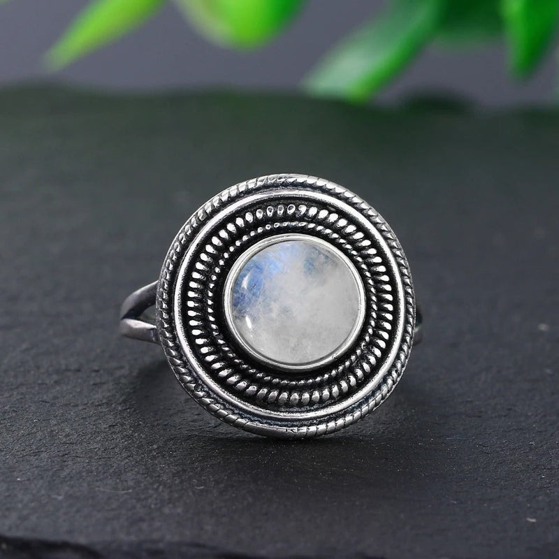Vintage Moonstone Silver Ring-Lydieannejewelry
