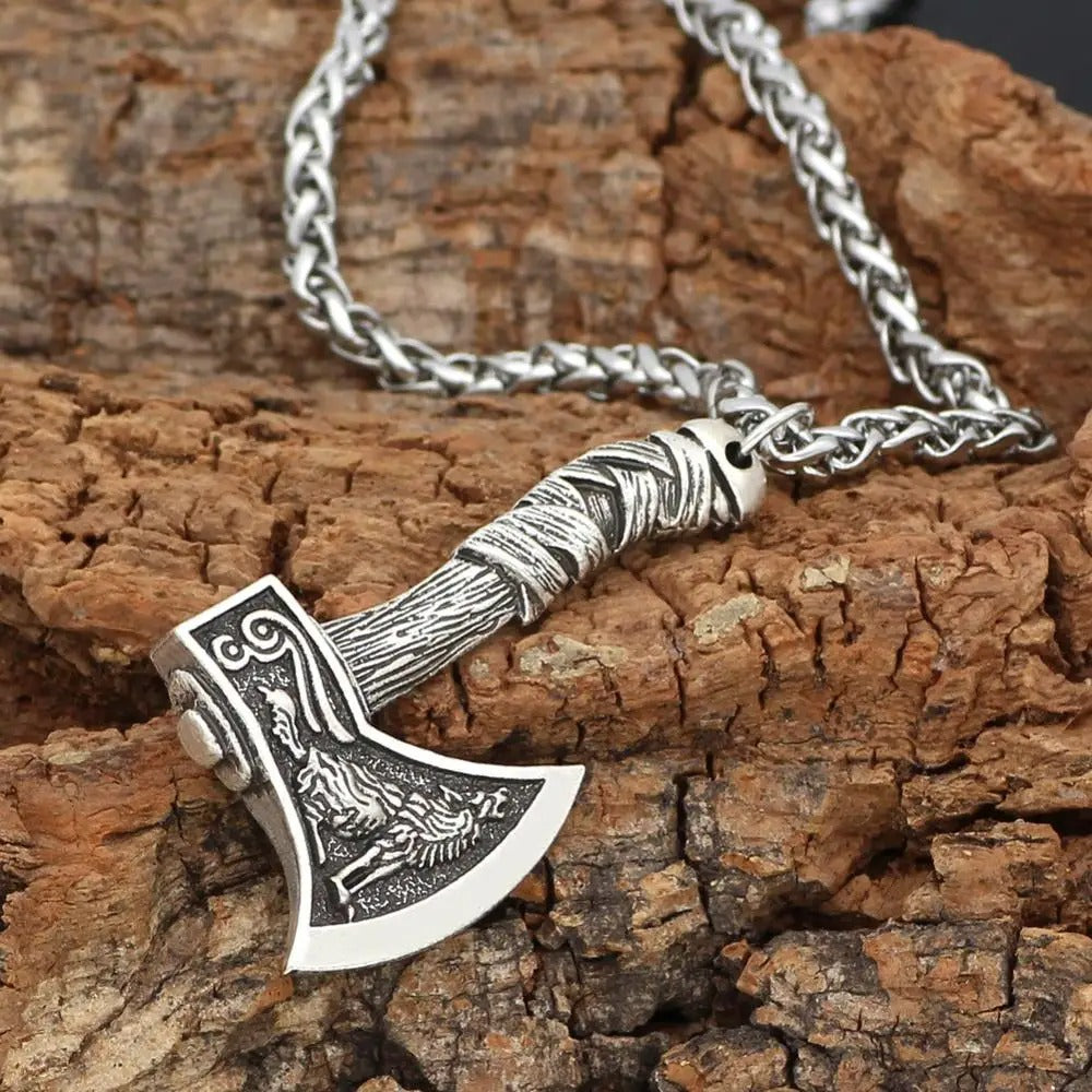 Vintage Viking Axe Pendant Necklace-Lydieannejewelry