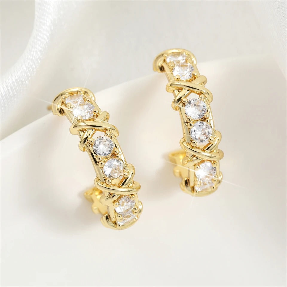 Vintage Gold C-Shaped Hoop Earrings-Lydieannejewelry