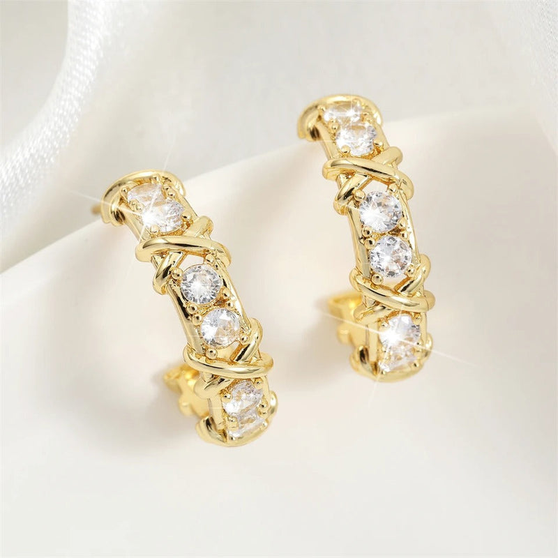 Vintage Gold C-Shaped Hoop Earrings-Lydieannejewelry