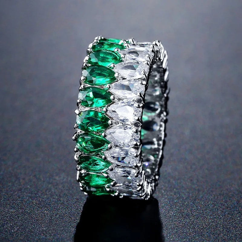 Silver Two-Tone Sparkle Gem Ring-Lydieannejewelry