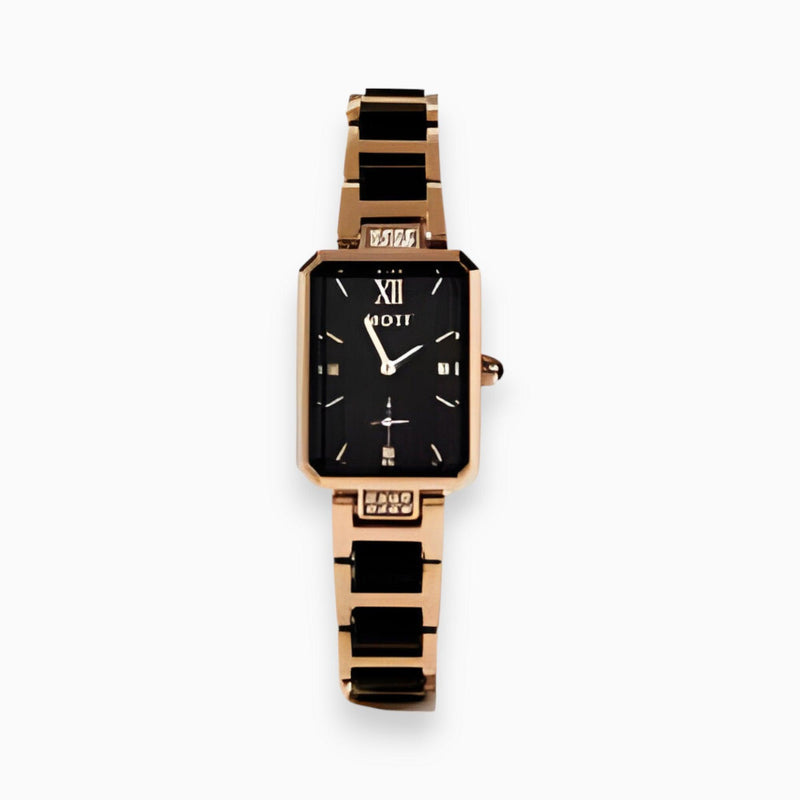 Premium black gold rectangular clock