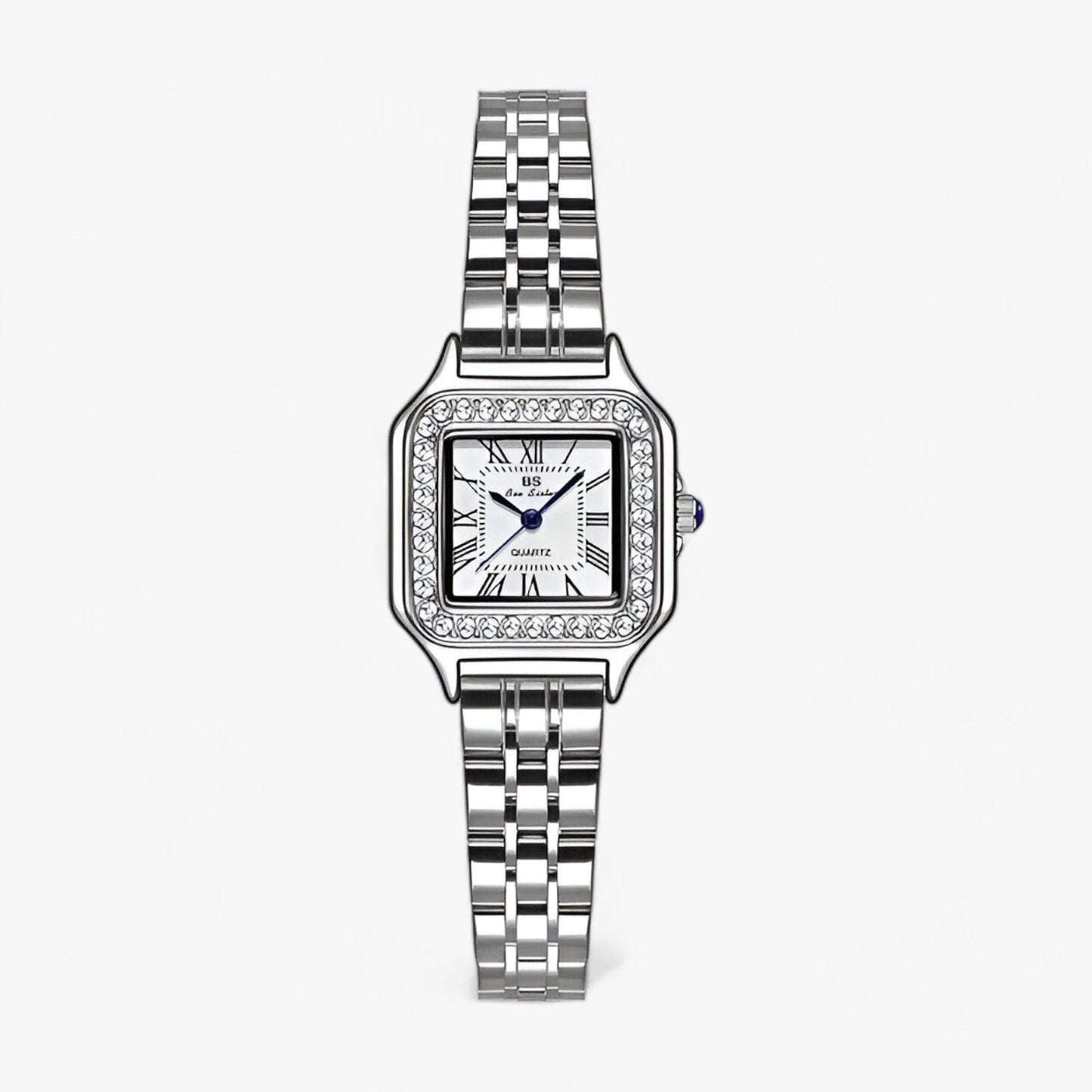 Women's bracelet watch with elegant square design with sparkling rhinestones
