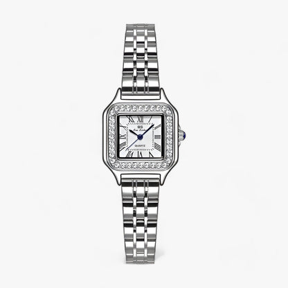 Women's bracelet watch with elegant square design with sparkling rhinestones