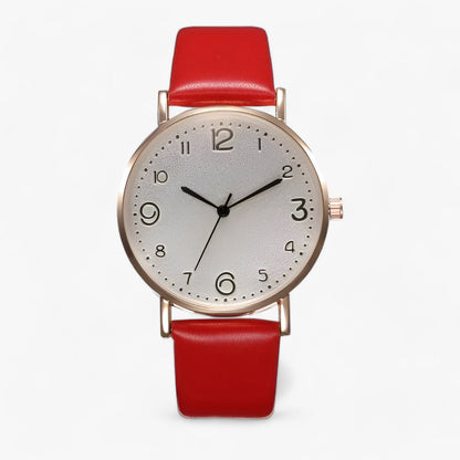 Minimalist round watch with leather strap