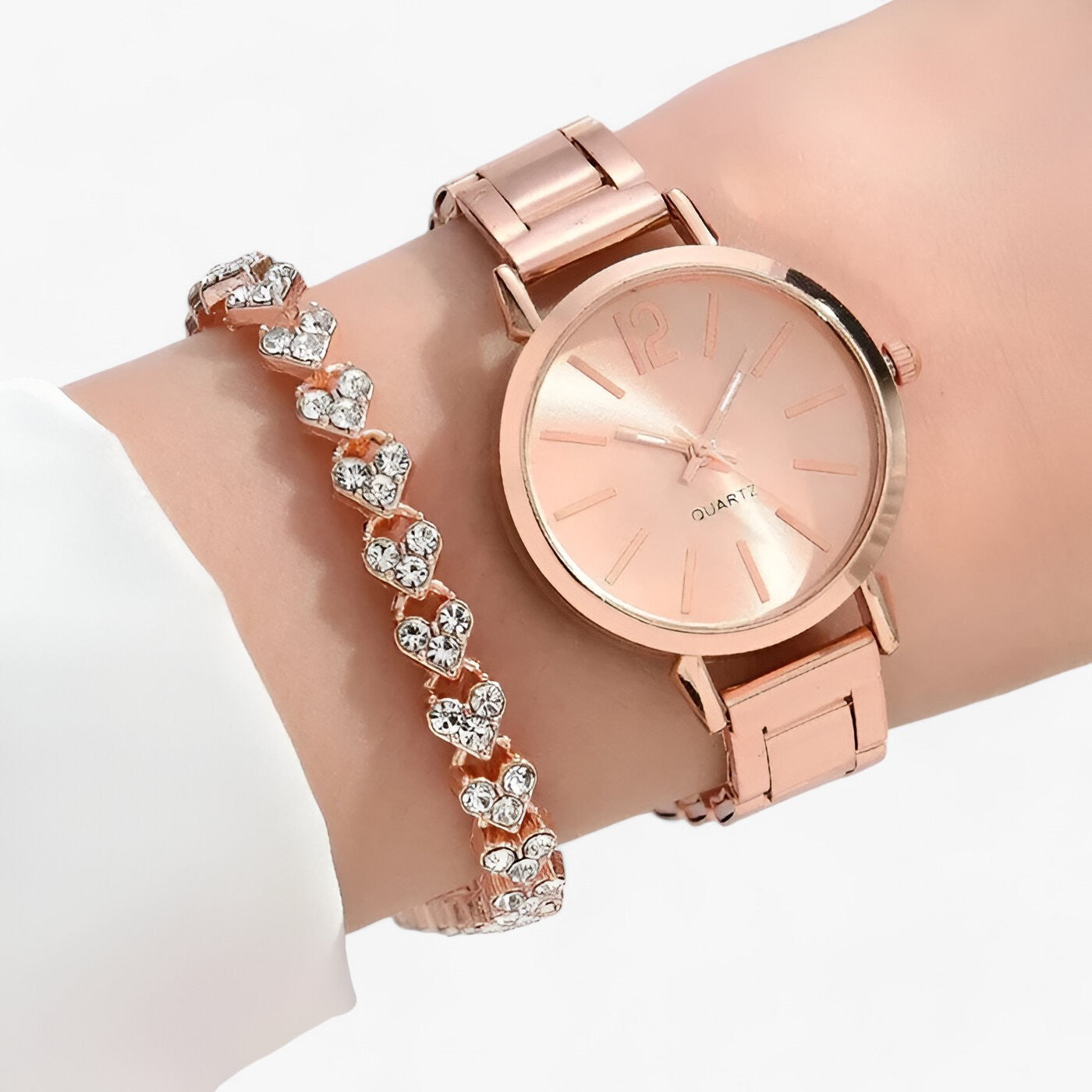 Modern round alloy clock - Bracelet included
