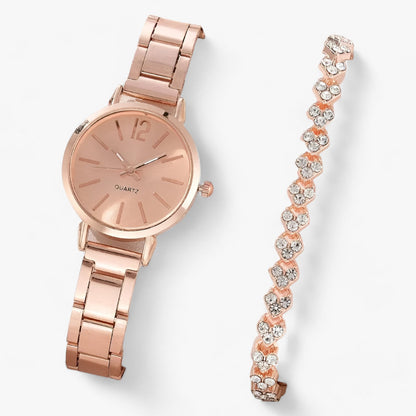 Modern round alloy clock - Bracelet included