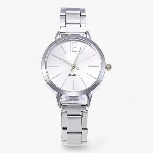 Modern round alloy clock - Bracelet included