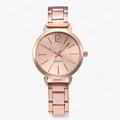 Modern round alloy clock - Bracelet included