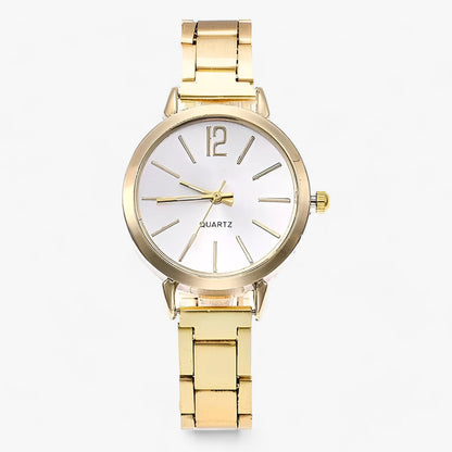 Modern round alloy clock - Bracelet included