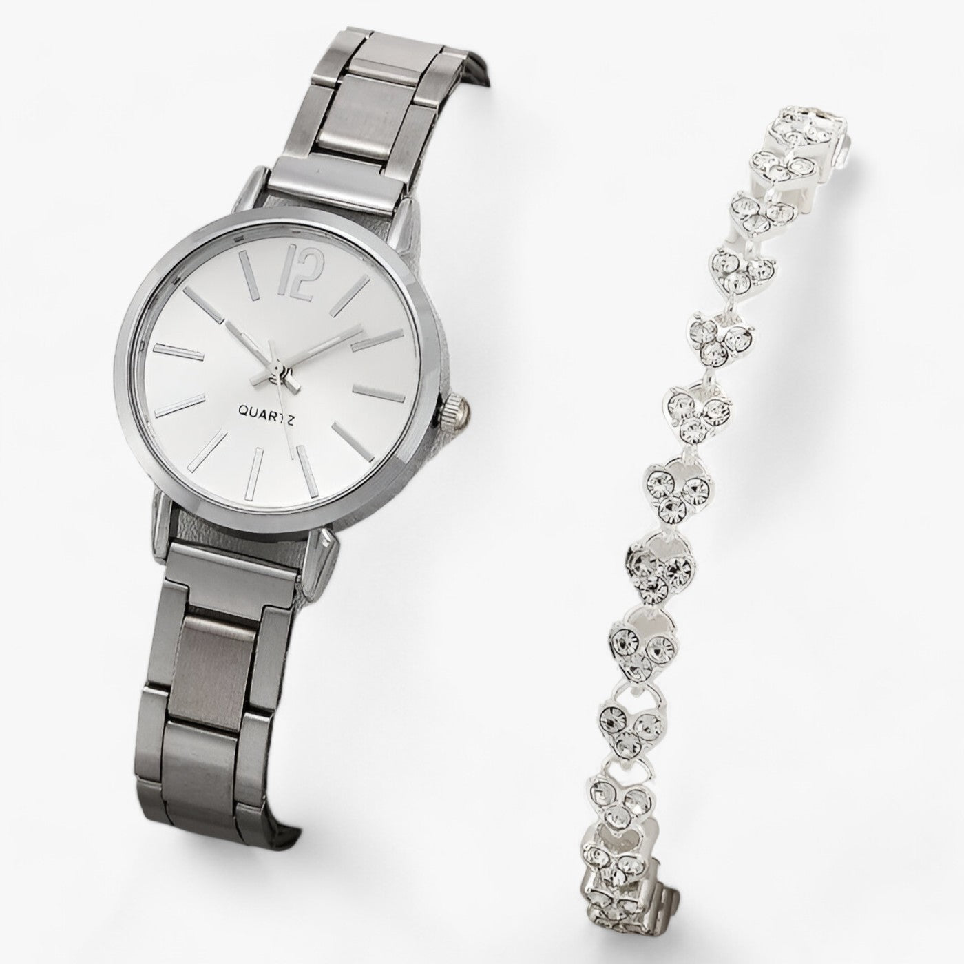 Modern round alloy clock - Bracelet included