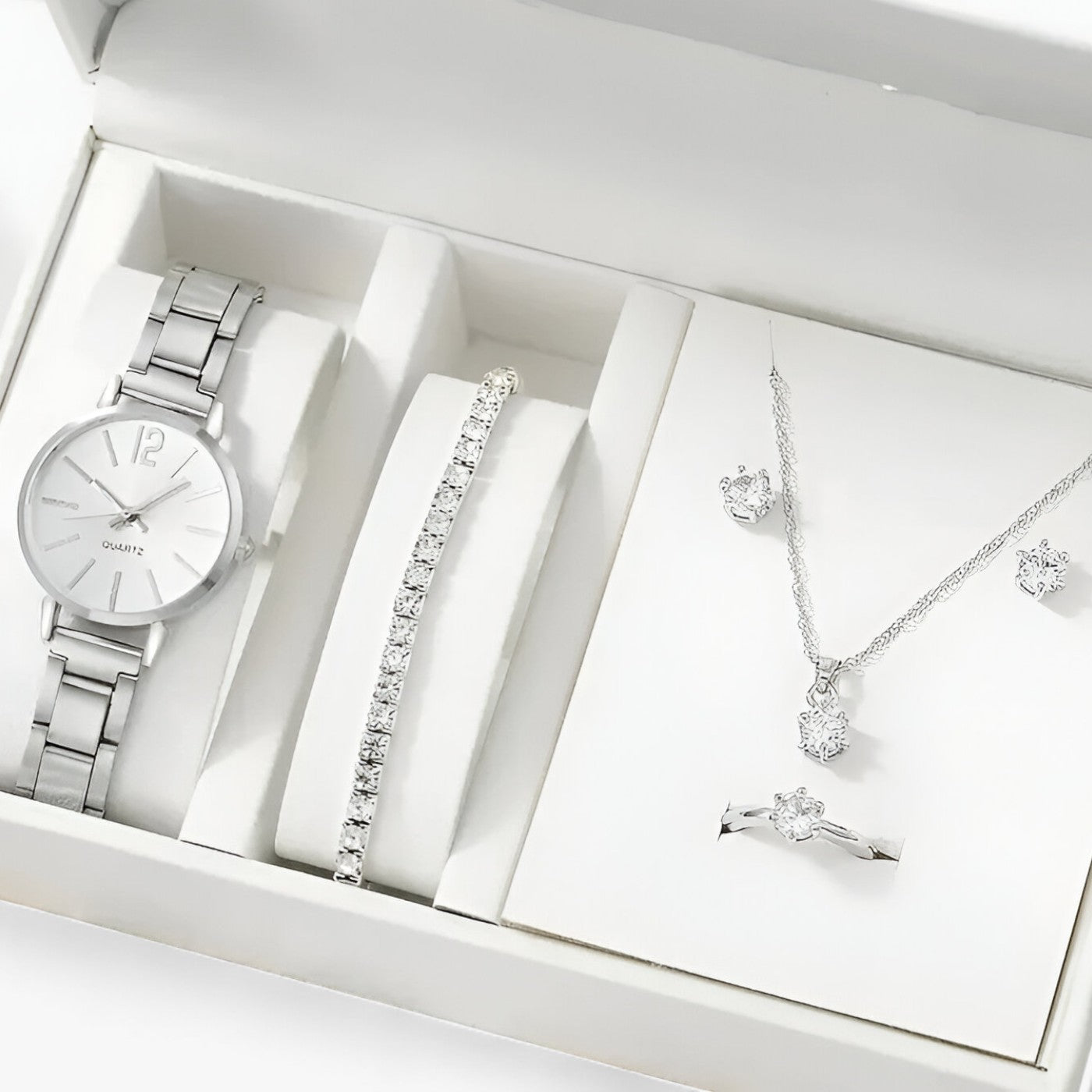 Modern round alloy clock - Bracelet included