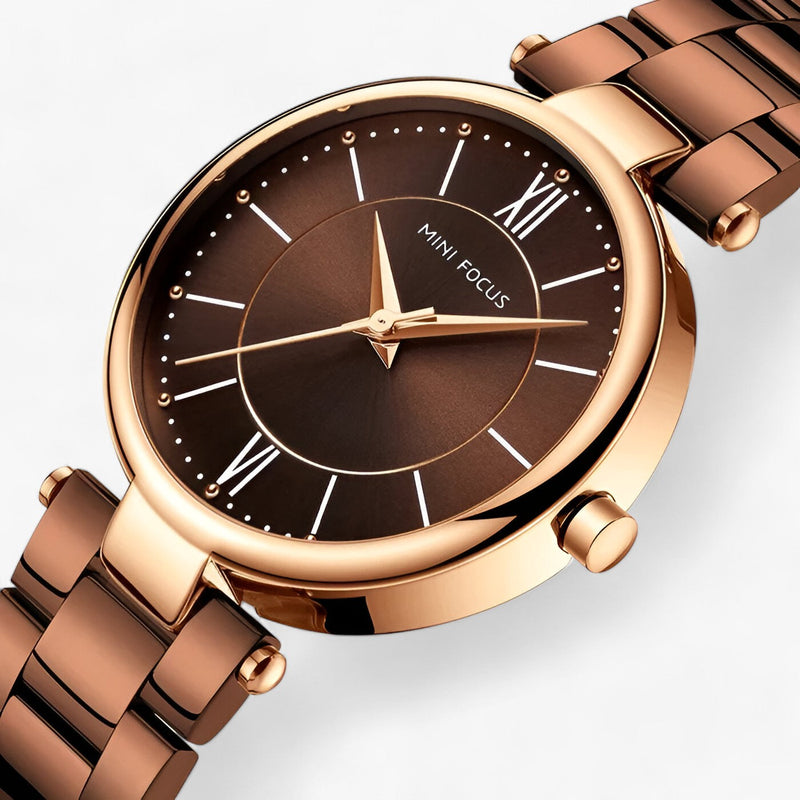 Elegant women's stainless steel quartz watch and minimalist dial