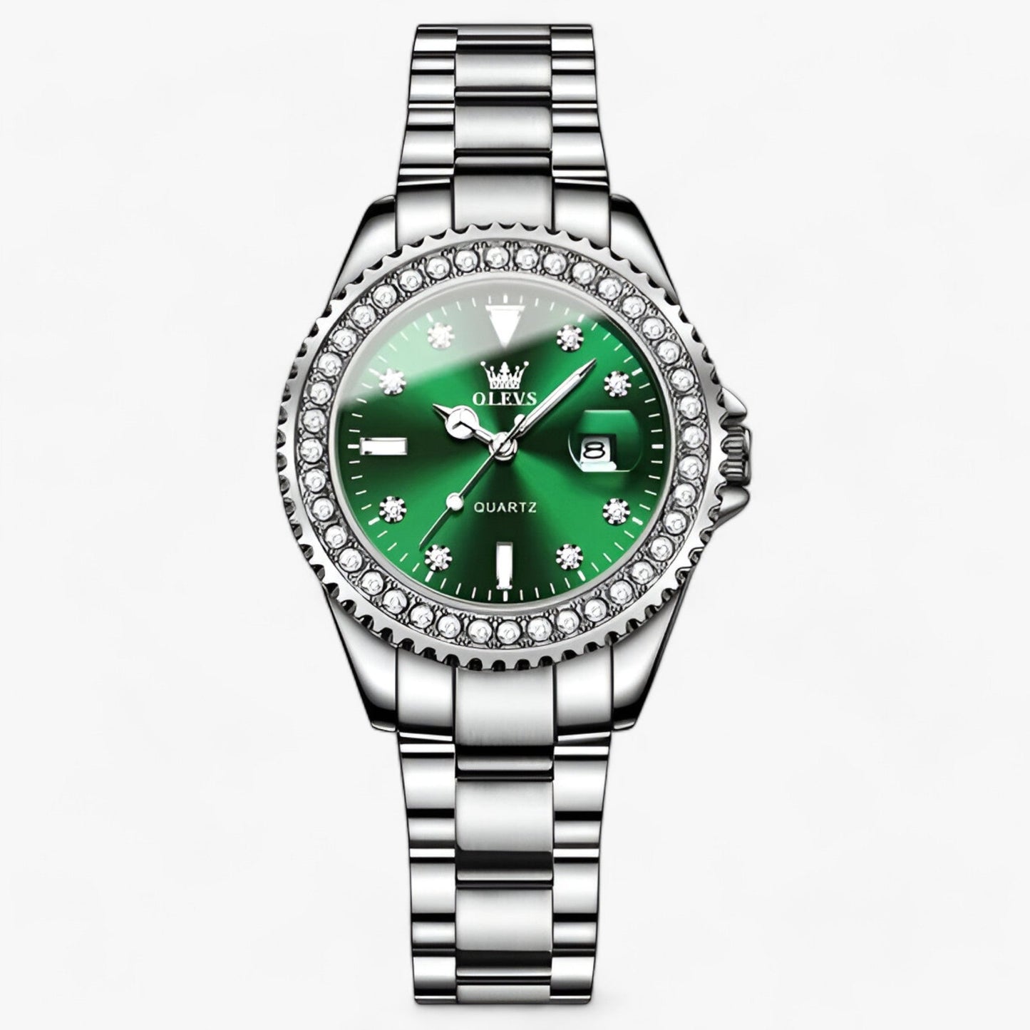 Diamond dial quartz watch and waterproof stainless steel ladies watch