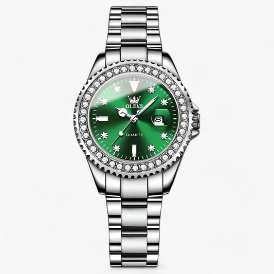 Diamond dial quartz watch and waterproof stainless steel ladies watch