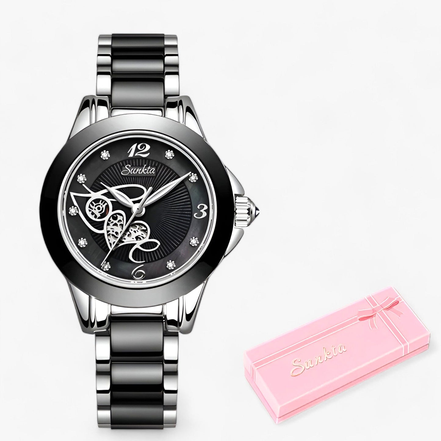 Diamira | Round steel and ceramic clock