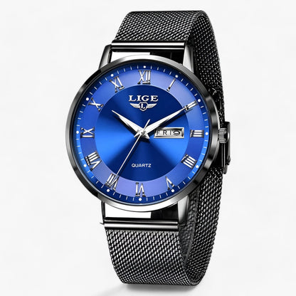 Elegant round steel mesh watch