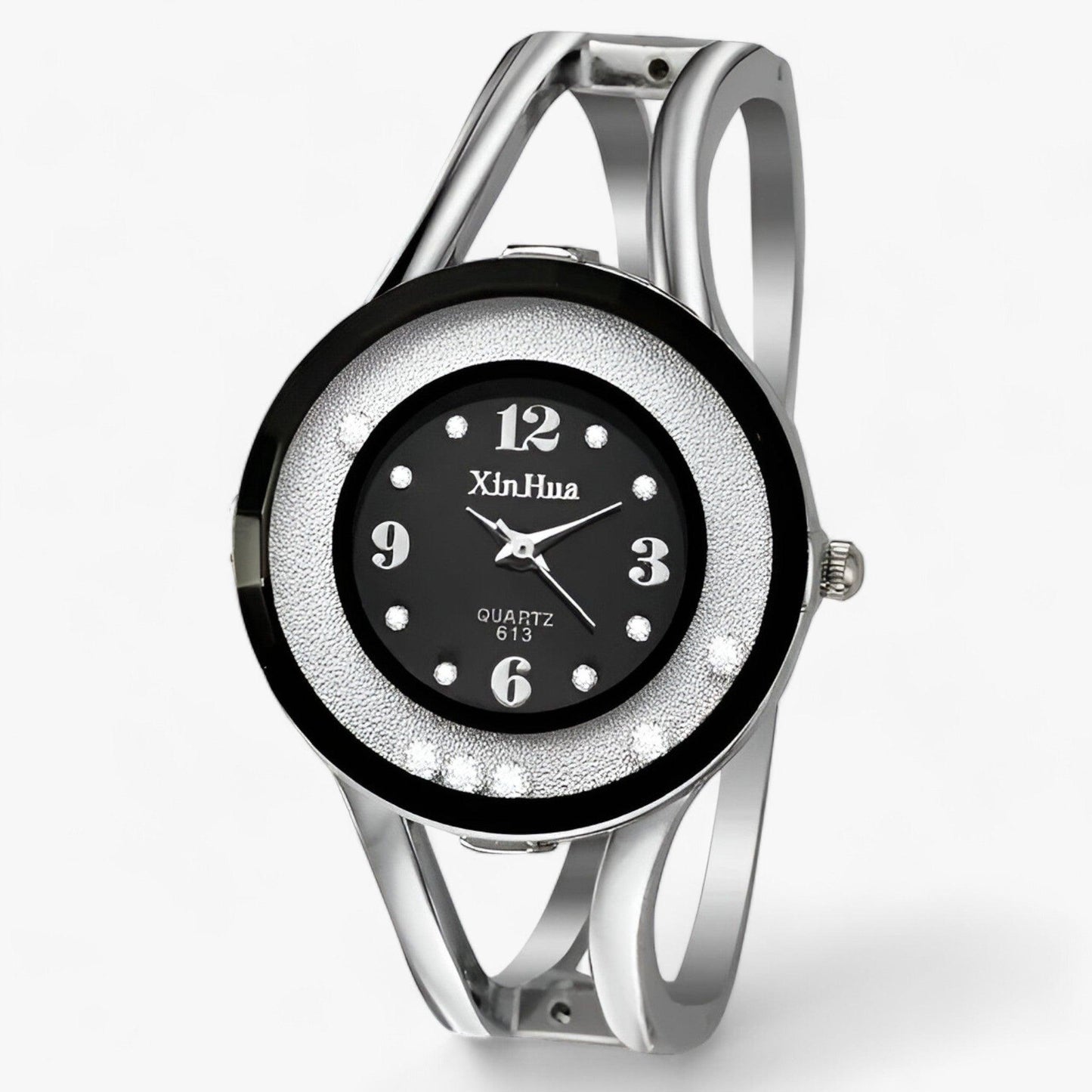 Bangle Crystal stainless steel round watch