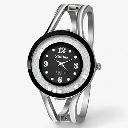 Bangle Crystal stainless steel round watch