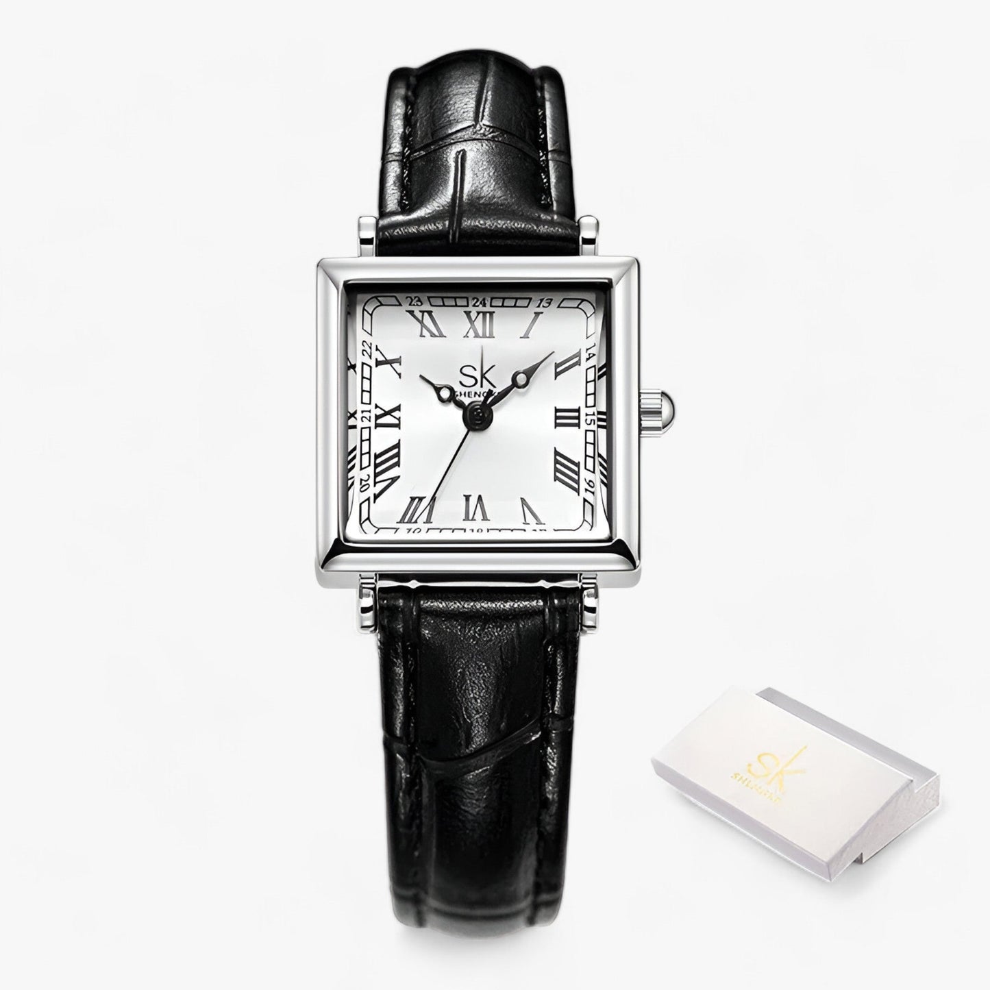 Précise | Square Quadrat women's watch with leather strap