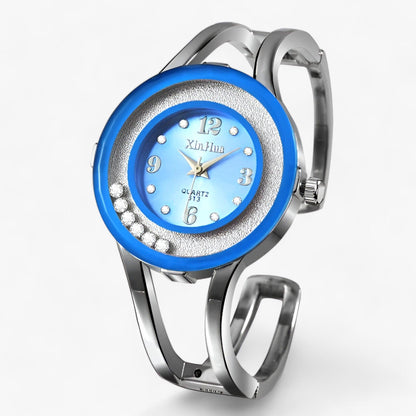 Bangle Crystal stainless steel round watch