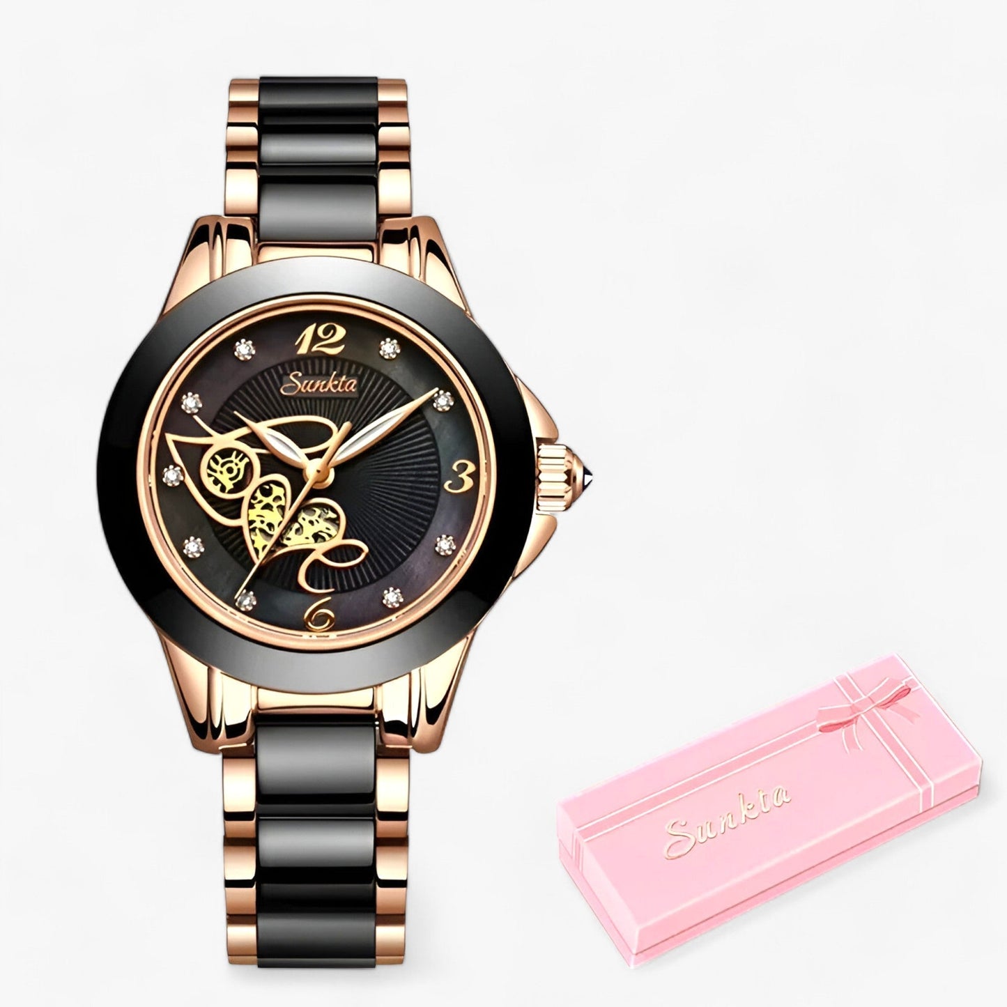 Diamira | Round steel and ceramic clock