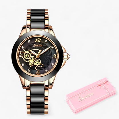 Diamira | Round steel and ceramic clock