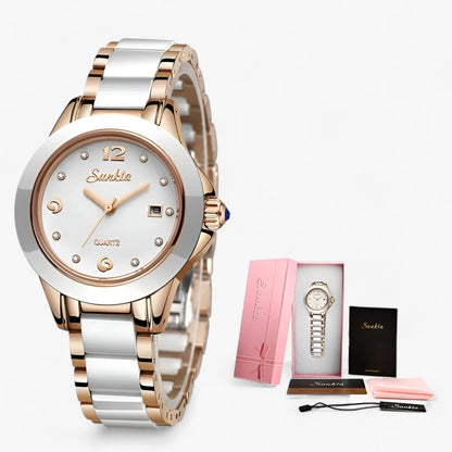 Diamira | Round steel and ceramic clock