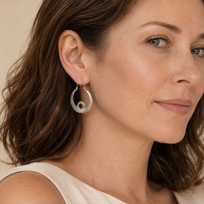 Spiral Hoop Earrings - Silver Tone