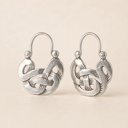 Intertwined Snake Hoop Earrings - Silver Tone