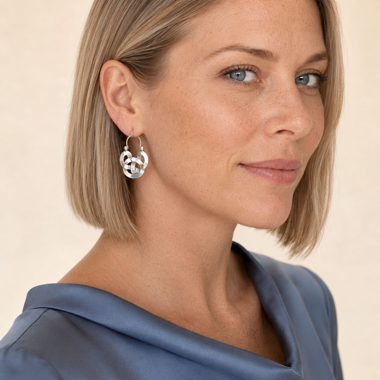 Intertwined Snake Hoop Earrings - Silver Tone