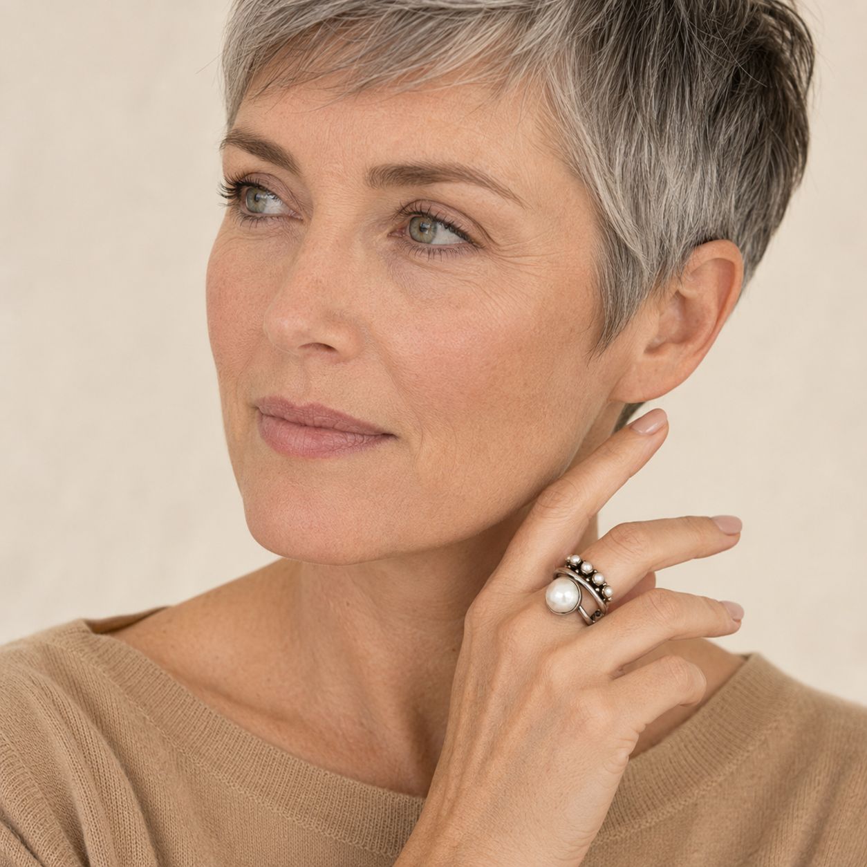 Pearl Wrap Statement Ring - Two Tone