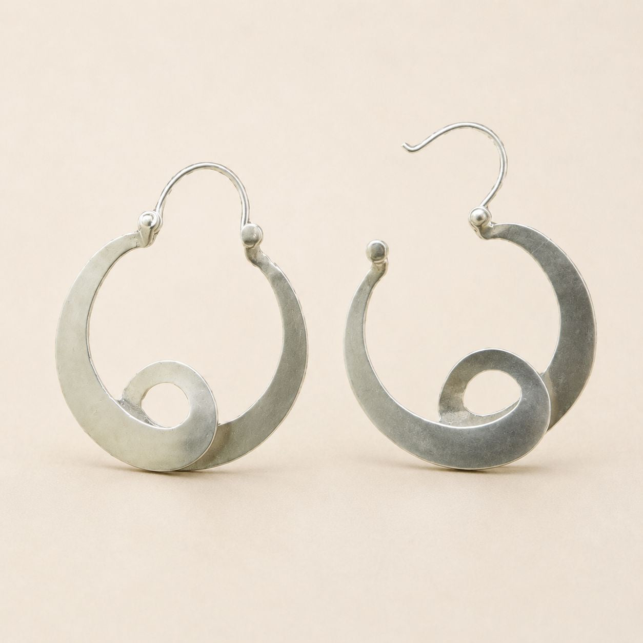 Spiral Hoop Earrings - Silver Tone