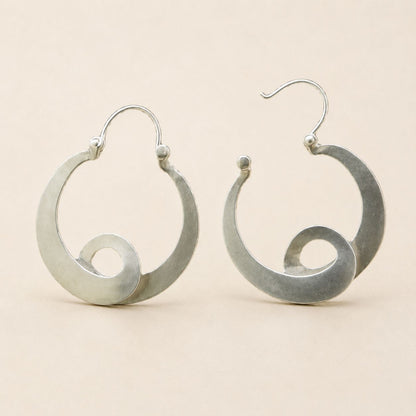 Spiral Hoop Earrings - Silver Tone