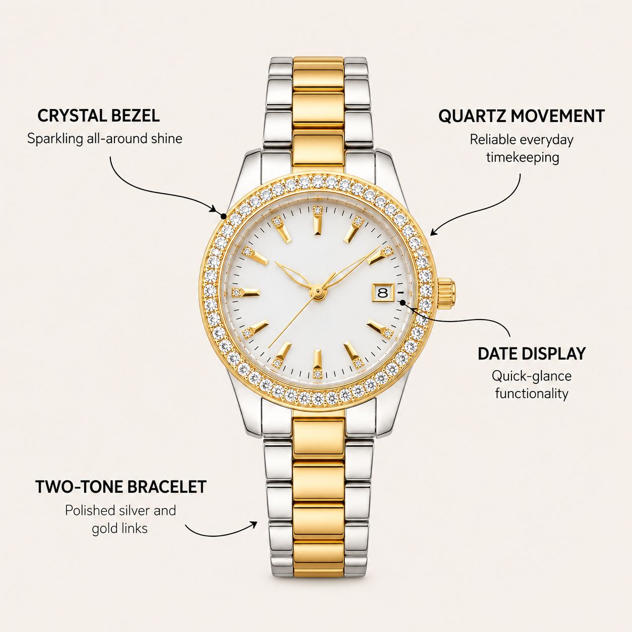 Bee Sister - Women's Quartz Watch With Diamonds