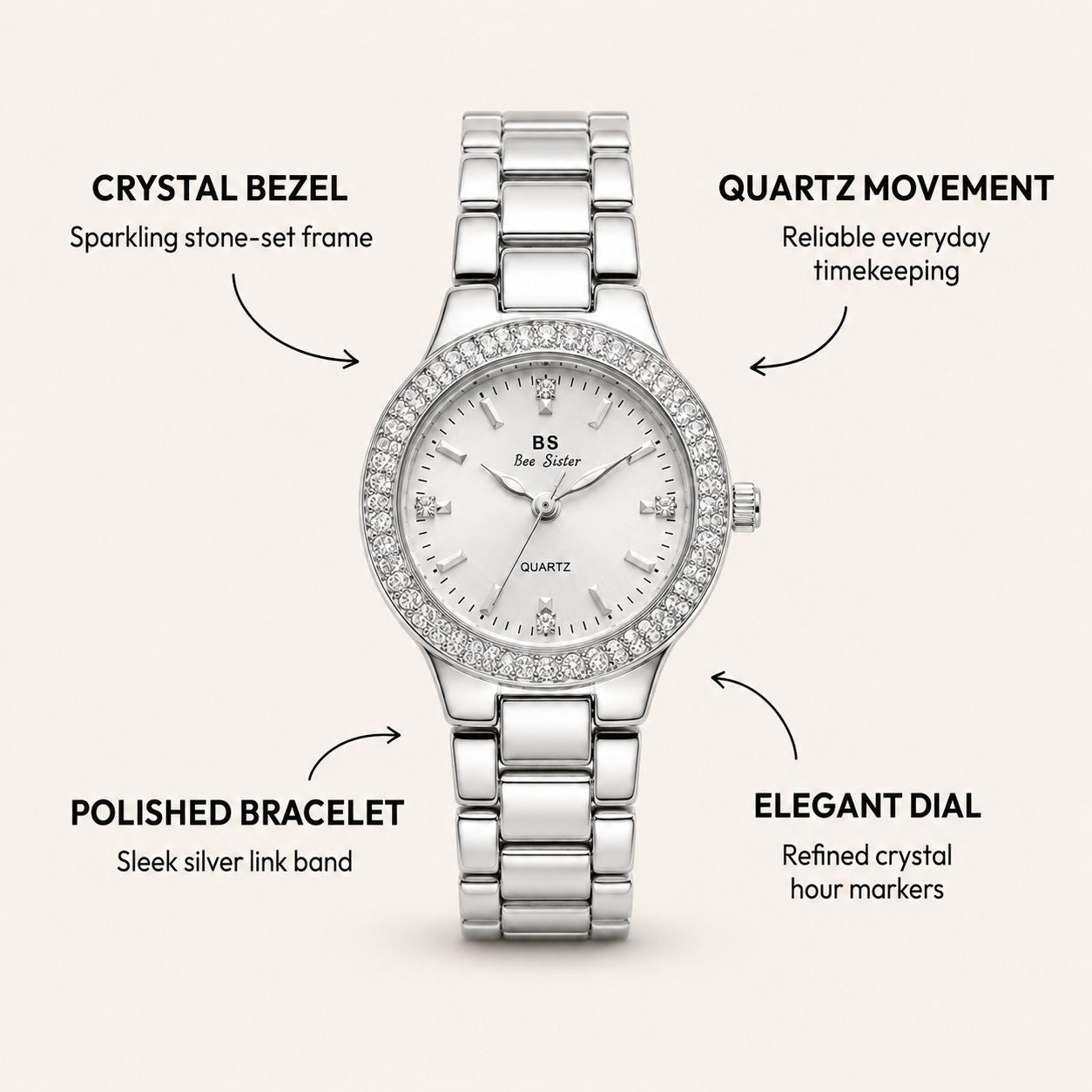 Bee Sister - Women's Quartz Watch With Diamonds