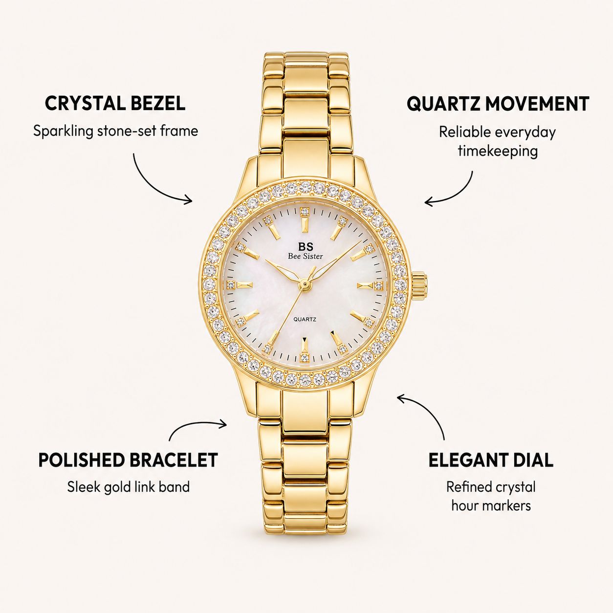 Bee Sister - Women's Quartz Watch With Diamonds