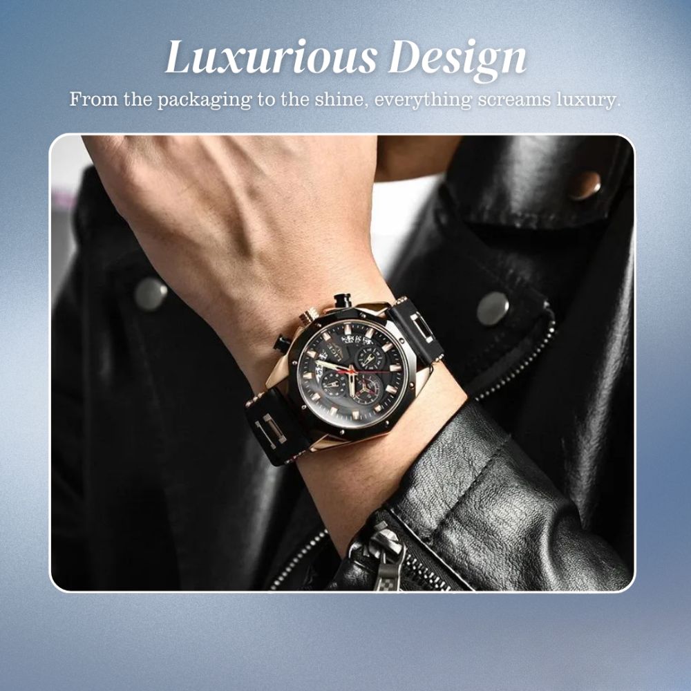 Dean | Men's Silicone Strap Sports Chronograph Quartz Watch | 35mm